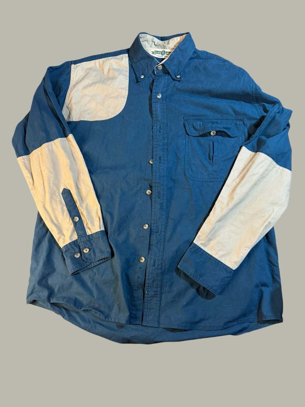 Bob Allen High Prairie Long Sleeve Shooting Shirt - Navy/Tan Medium